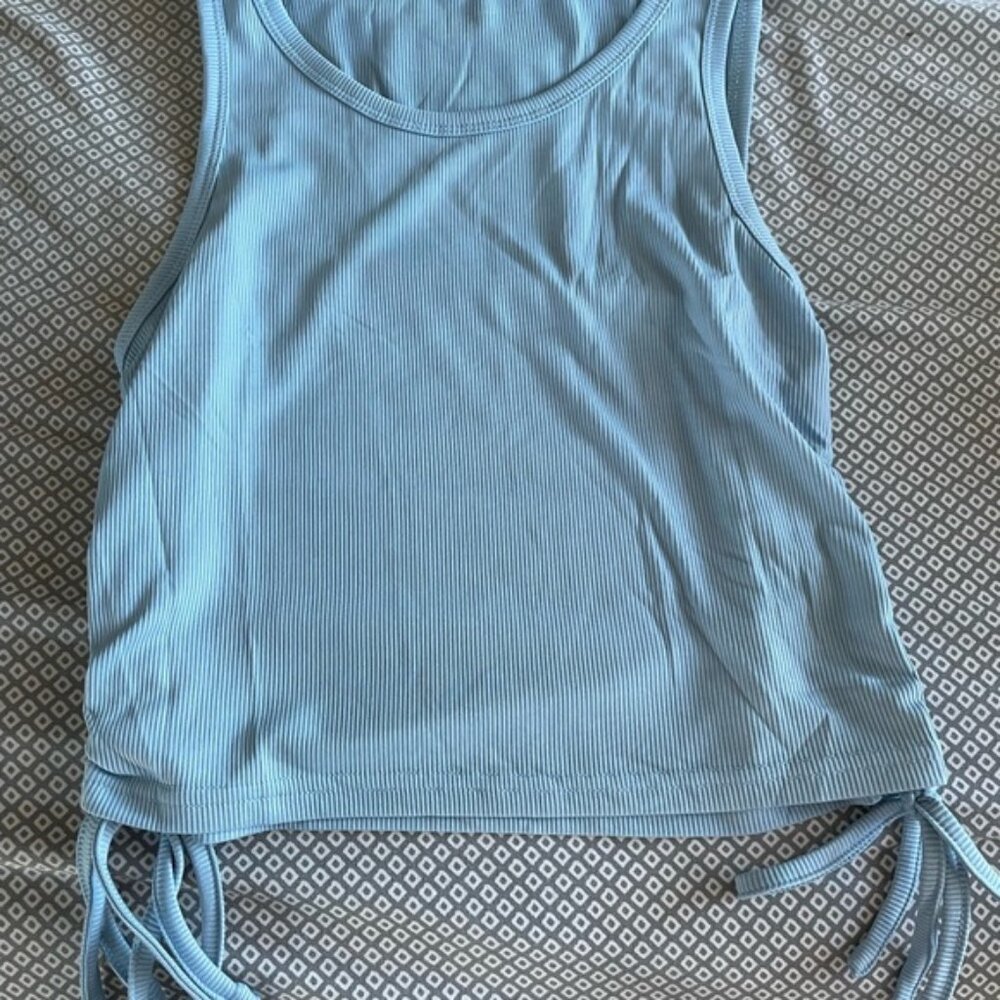 SHEIN Light Blue Ribbed Tank Top